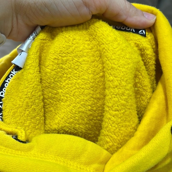 Reebok gold white kangaroo pocket hoodie long sleeve cotton sweatshirt size M - Picture 7 of 17